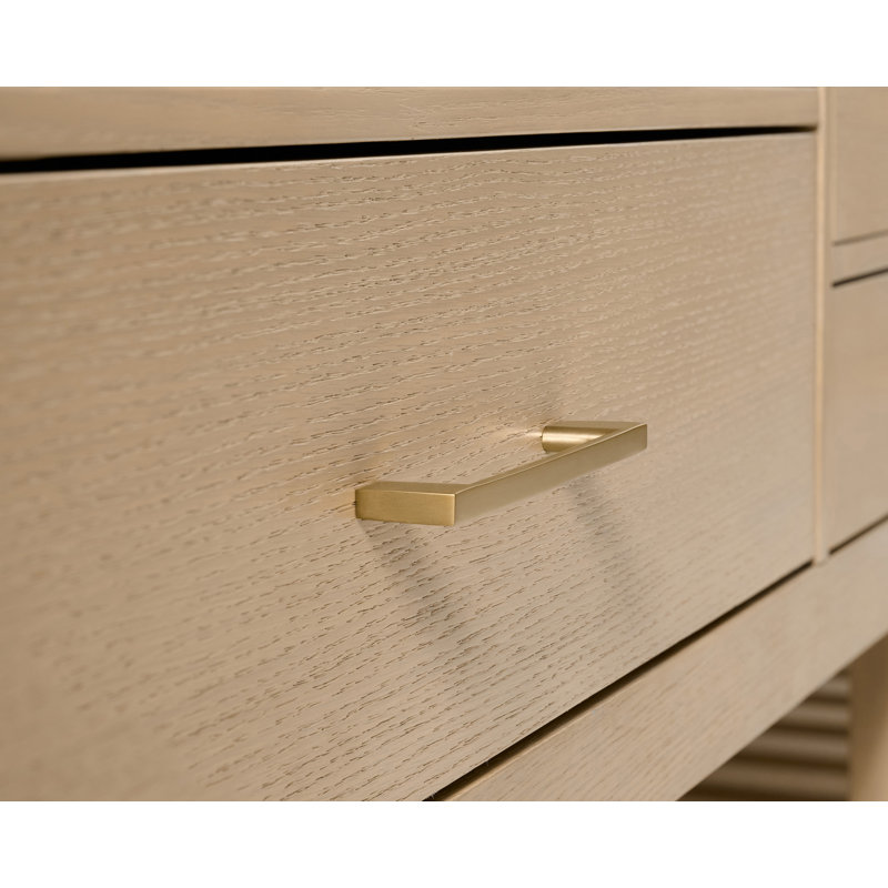 Carrie 60'' Double Bathroom Vanity with Top, Oak/Rose Gold, Pure White Quartz