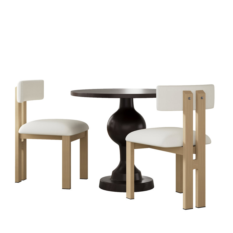 Wille 3-Piece Round Bistro Set, Beige/Natural 