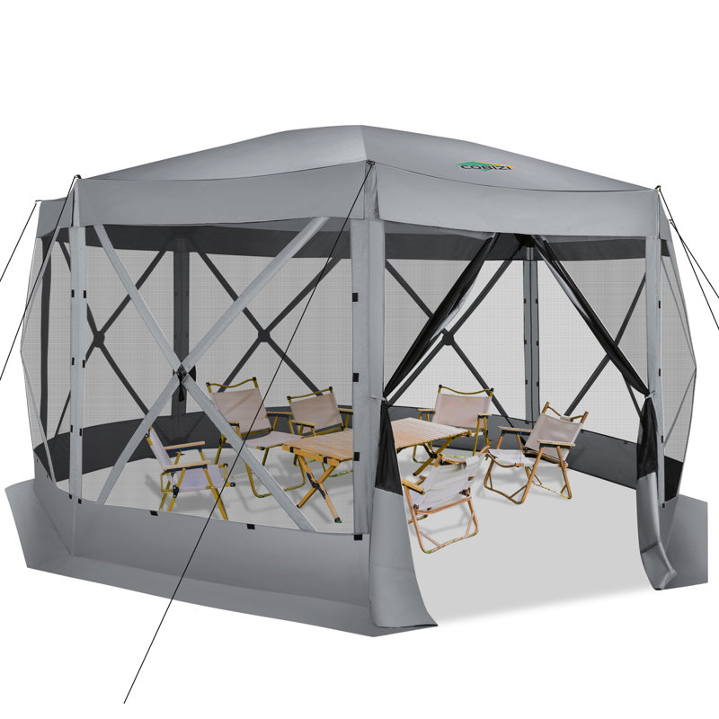 15x15ft Extra Large Pop-Up Gazebo Canopy Tent with Mosquito Netting, Gray