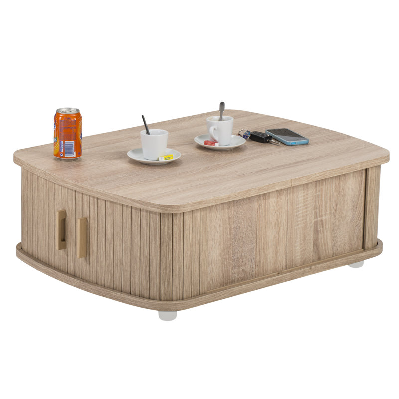 Block Coffee Table with Storage, Oak, Oak