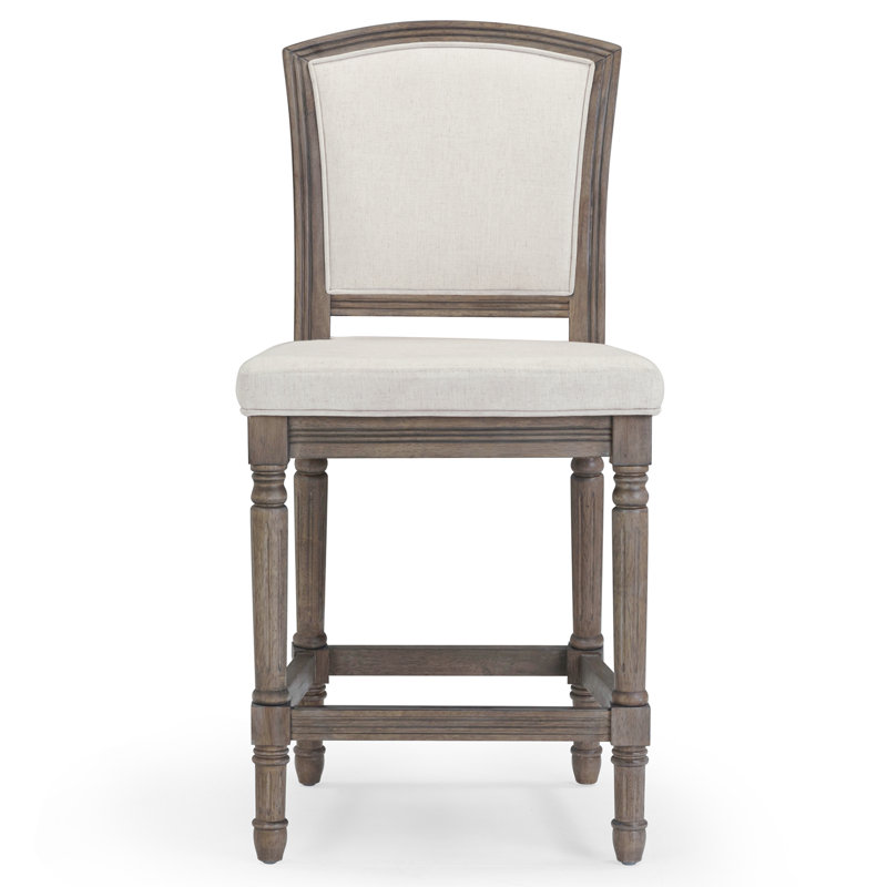 Tabouret rembourré Cionna, Tabouret de comptoir (siège d'une hauteur de 26 p, Gris patiné