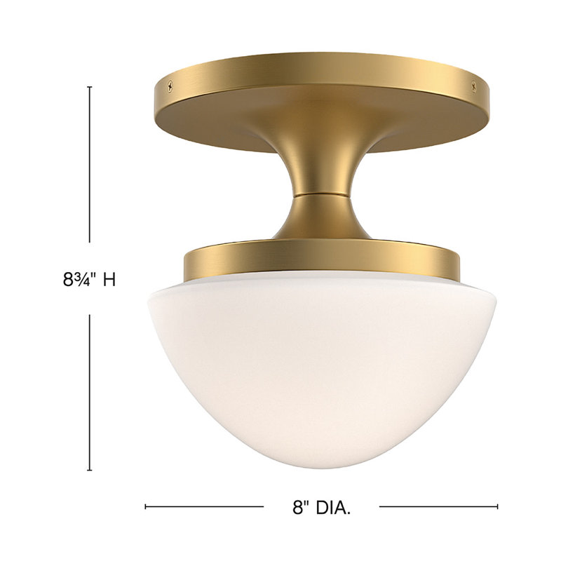 Hinkley Knox Semi-Flush Mount Schoolhouse Style Ceiling Light, Lacquered Brass