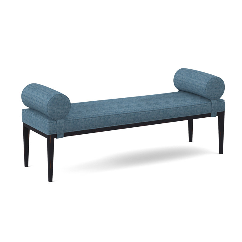 Brooklyn Upholstered Bench, Edworth Ocean Viscose, Vintage Ebony