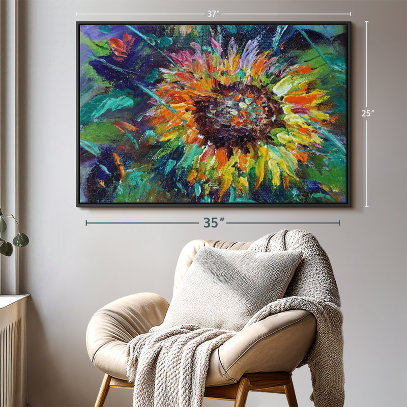 "Art mural coloré tournesol", H 25 po x l 37 po
