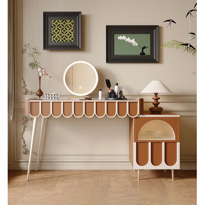 Coiffeuse vintage avec armoire de rangement attachée Vintage