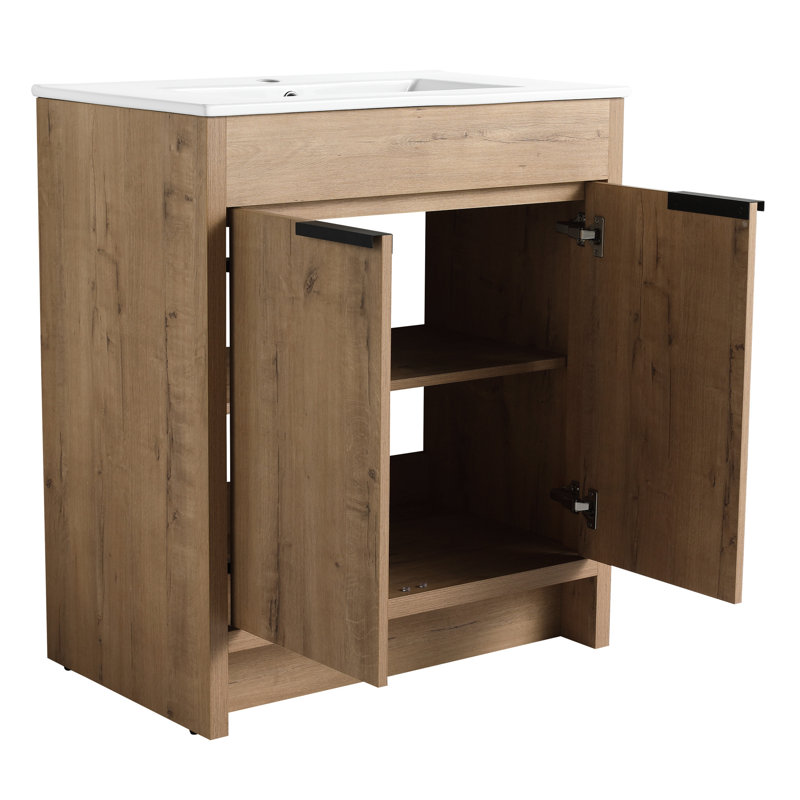 30" Bathroom Vanity Cabinet - Plywood Soft-Close Door Hinges Imitative Oak Bvb02430imo Freestanding Doors