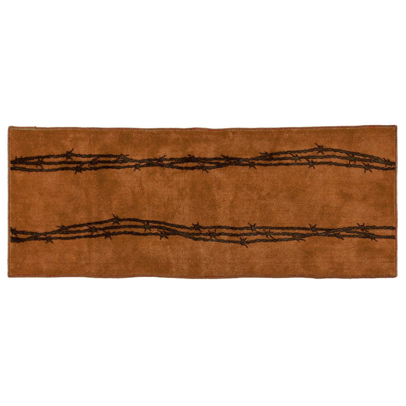 Chocolate Brown Barbwire Print Rustic Kitchen/Bath Rug