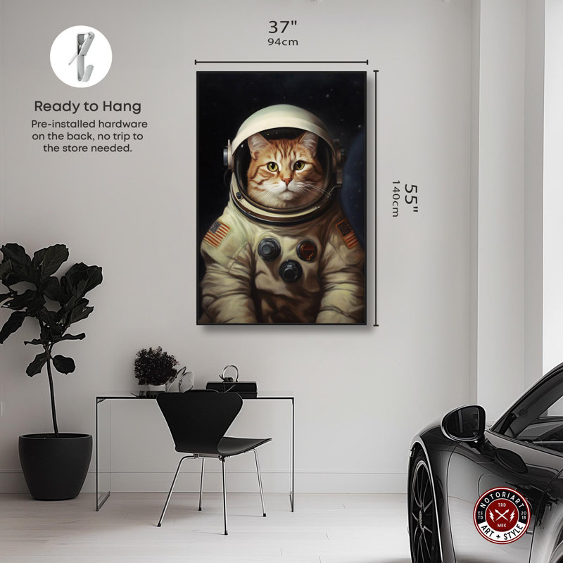 «Astrocat Canvas Quirky Cat» par Notoriart, Cadre noir, H 16 po x l 11 po