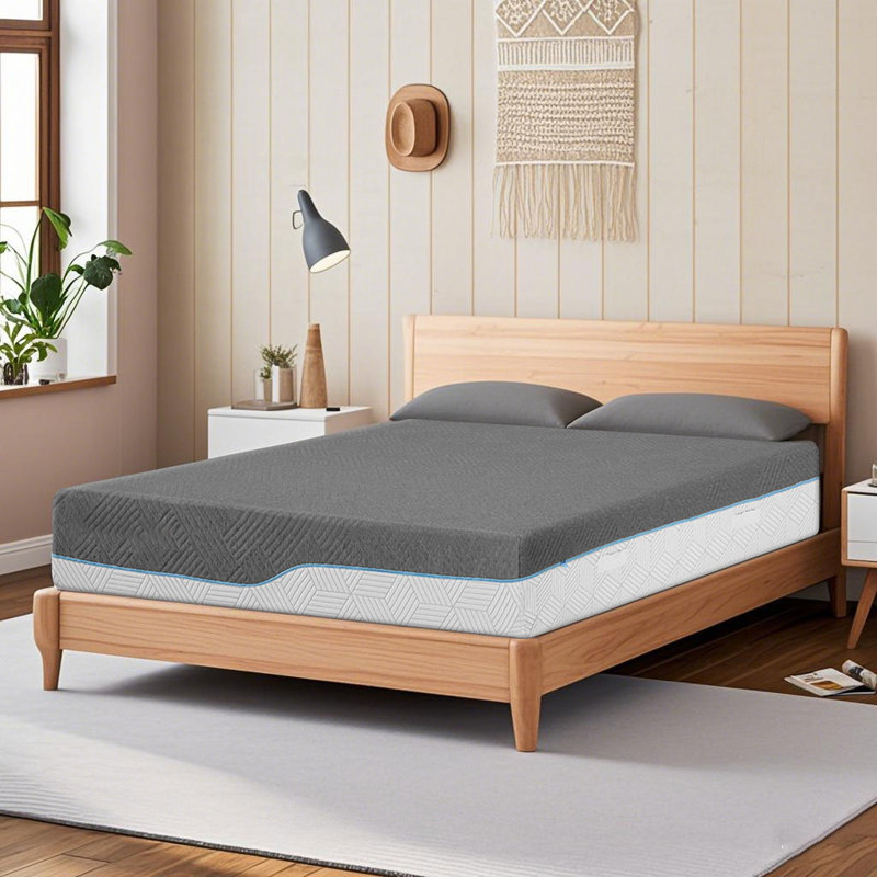 14 Inch Firm Mattress With Cover, Green Tea/Gel Memory Foam Mattress In Box, Extra Firm Bamboo Bed Mattresses For Back Pain