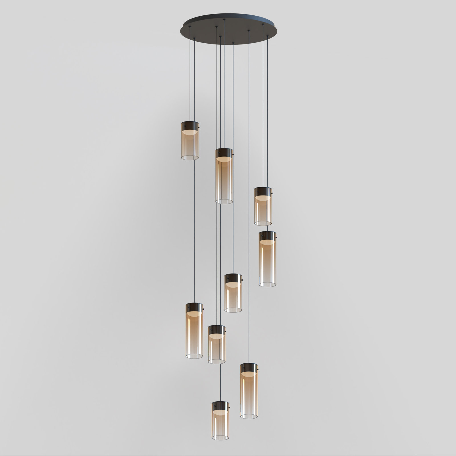 Delonda 9 Light Glass Dimmable Pendant, Amber
