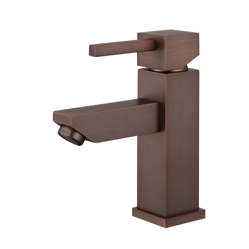 Robinet de salle de bains monotrou avec ensemble de drainage, Bronze brun