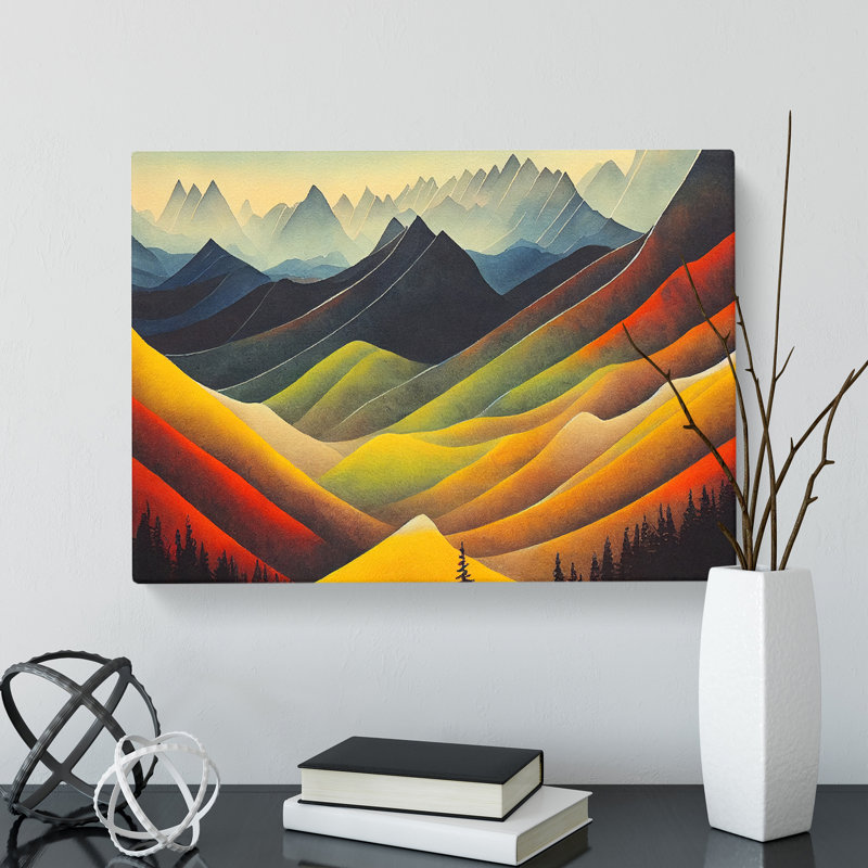 Watercolour Mountain Scene Vol.1 - Wrapped Canvas, 35cm H x 50cm W x 3cm D