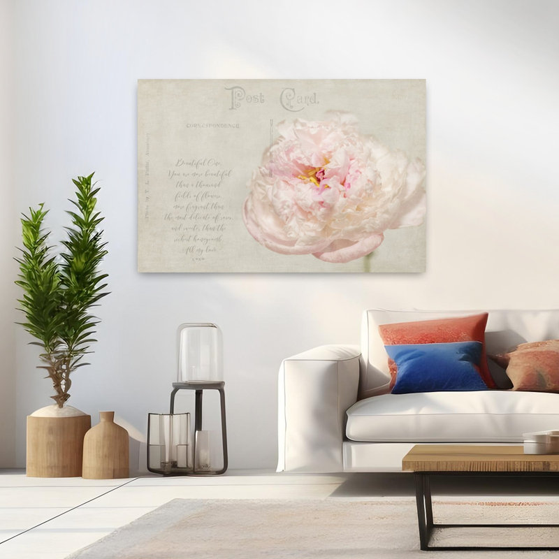 Magnifique fleur de pivoine rétro élégante et romantique à une lettre, H 32 po x l 48 po