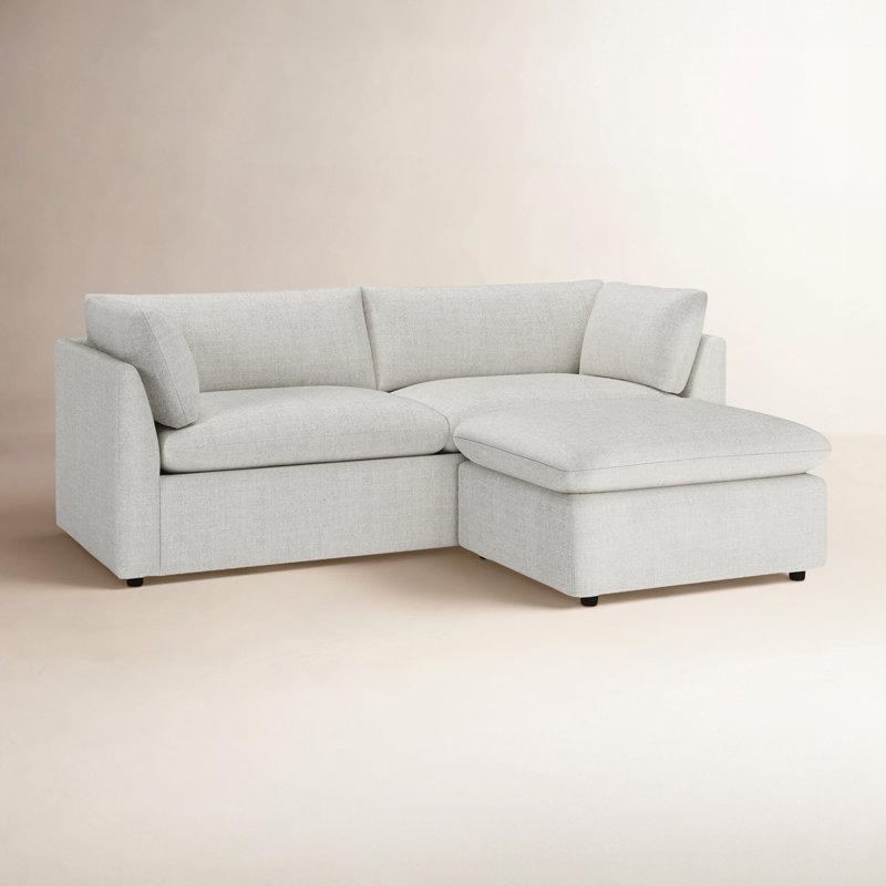 Canapé rembourré avec repose-pieds Kallie, Boucle d'huître Monique