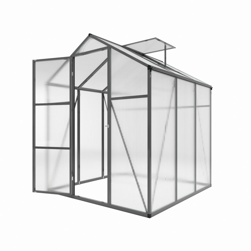 Polycarbonate Greenhouse, Walk-In Greenhouses For All Season, Green, 7.2' H x 6.1' W x 6.1' D