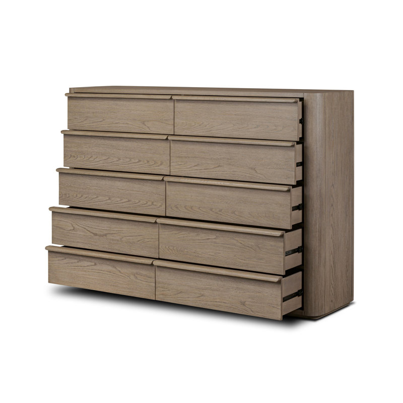 Primrose 10 Drawer Dresser-Natural Flat Oak Veneer
