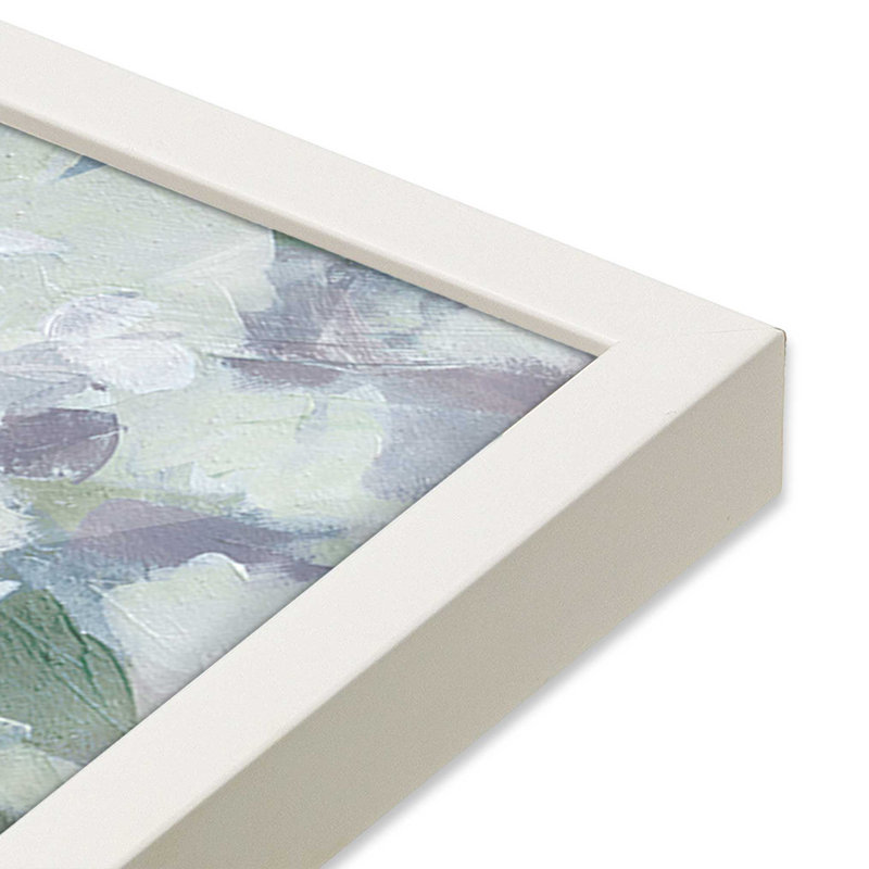 Motif d'hortensias luxuriant, H 9 po x l 11 po, Blanc, Reproduction encadrée sans passe-partout