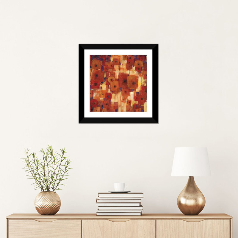 « i », reproduction d’art sur toile tendue Transitional Poppies, H 16 po x l 16 po x P 1 po, Papier d'art encadré noir, Blanc