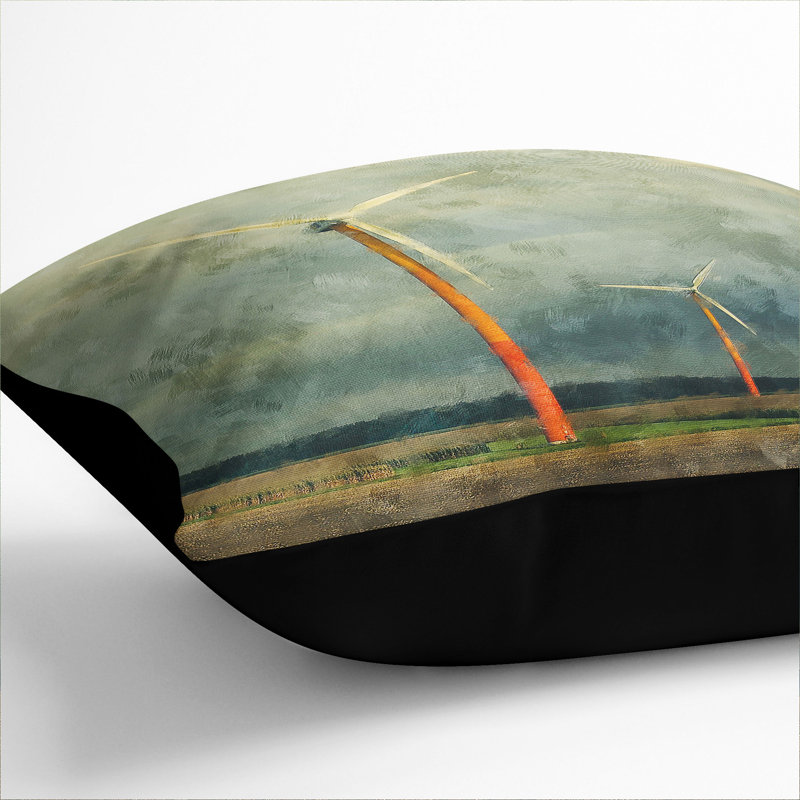 Wind Turbines Vol.2 Scatter Cushion, Black, 40cm H x 40cm W x 15cm D