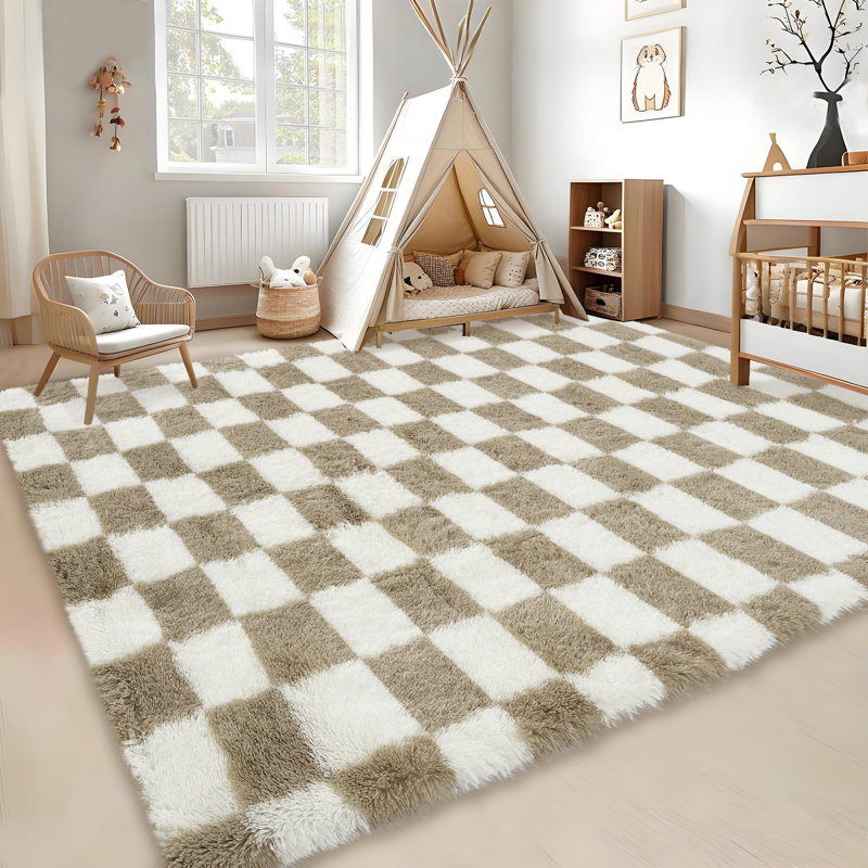 Abstract Rug Checkerboard Area Carpet Machine Washable Non-slip Stain Resistant Rugs for BedroomNurseryLiving RoomHome Office