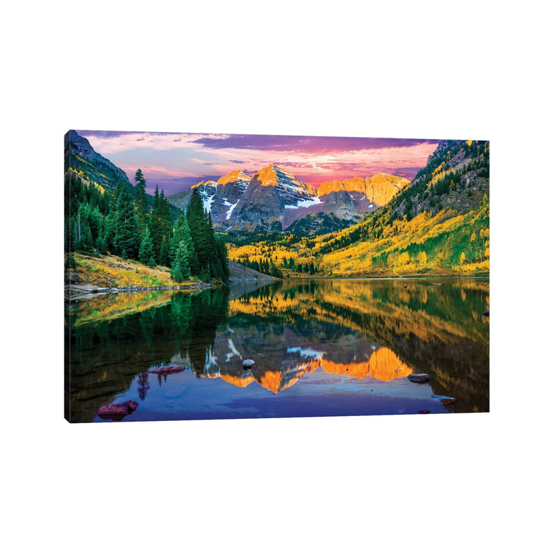 Rise And Shine, Maroon Bells, Aspen Colourado by Susanne Kremer - Print on Canvas, Wrapped Canvas