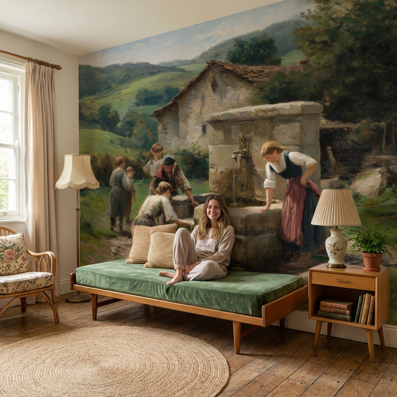 Rouleau double mural vert, Non tissé, 200 po x 120 po