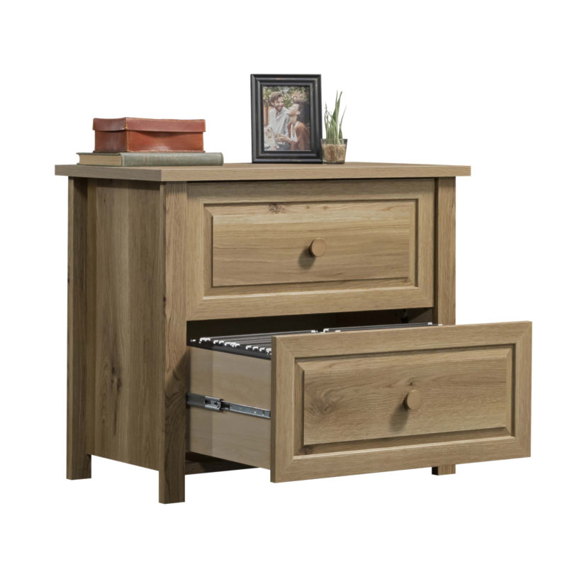 Classeur latéral de style campagnard, tiroirs spacieux pour dossiers de format lettre et légal, fabrication robuste et surface supérieure durable