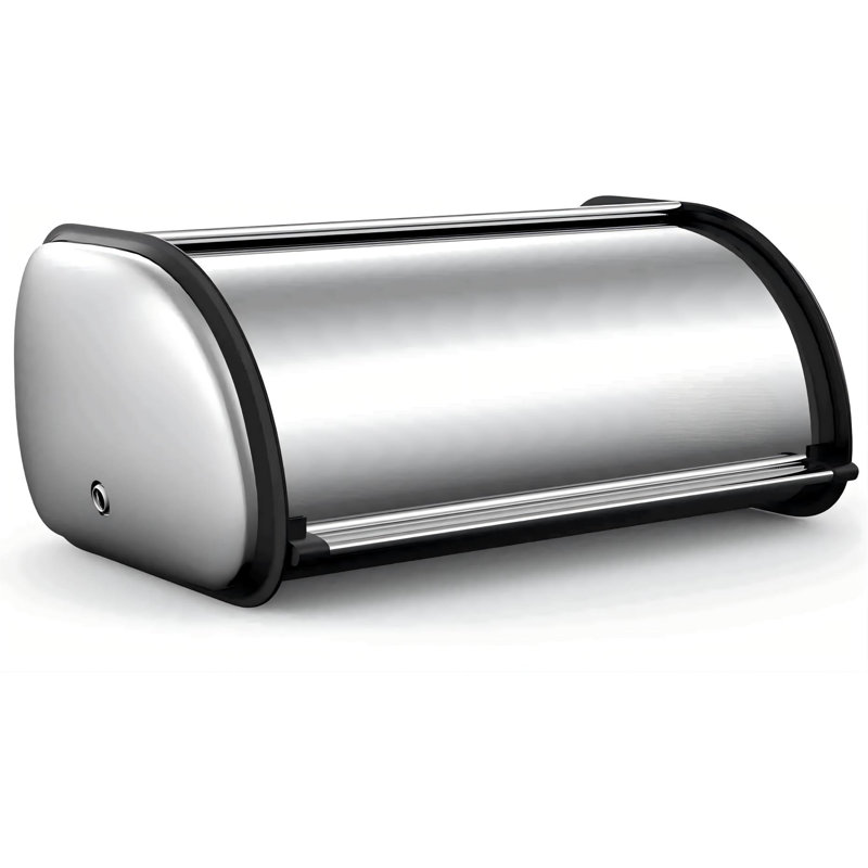 Boîte à pain pour comptoir de cuisine, corbeille à pain en acier inoxydable, support de rangement pour pain argenté avec couvercle, garde-pain de grande capacité, 17 po x 11 po x 7 po