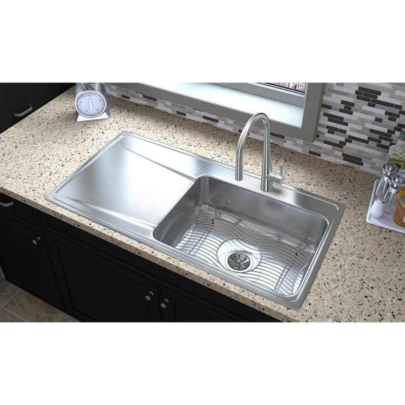 Lustertone 43" L x 22" W Drop-In Kitchen Sink, 0 hole