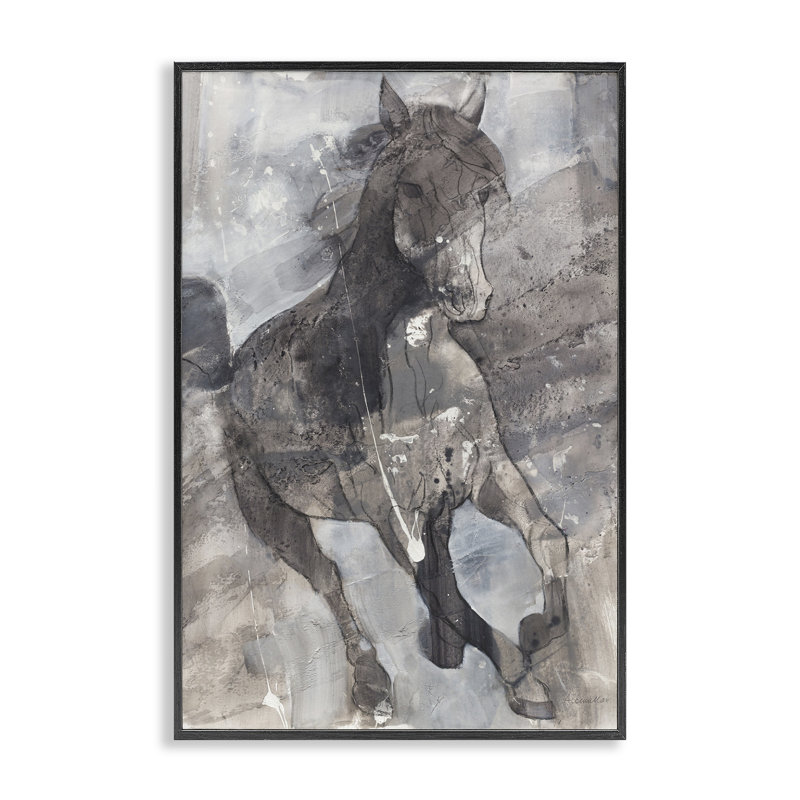 «Free Spirit Stallion», art de la giclée encadrée par Albena Hristova, H 18 po x l 12 po, Giclée encadrée noir minuit