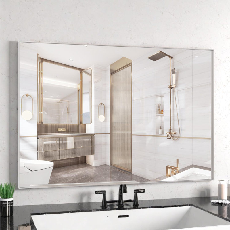 Miroir de salle de bain 60 po x 40 po, Argent argent