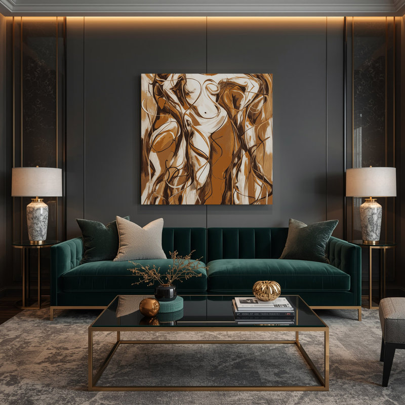 Art abstrait abstrait sur toile brune, H 32 po x l 32 po