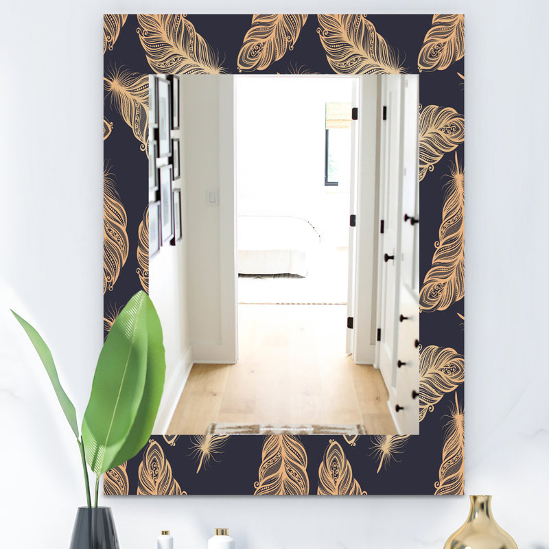 Miroir d’appoint éclectique Feathers, H 39,4 po x l 29,5 po