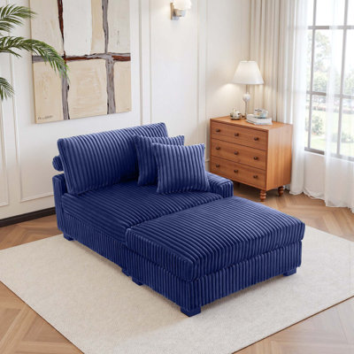 Chaise longue modulable rembourrée en fausse fourrure de lapin en flanelle avec accoudoirs et coussins décoratifs