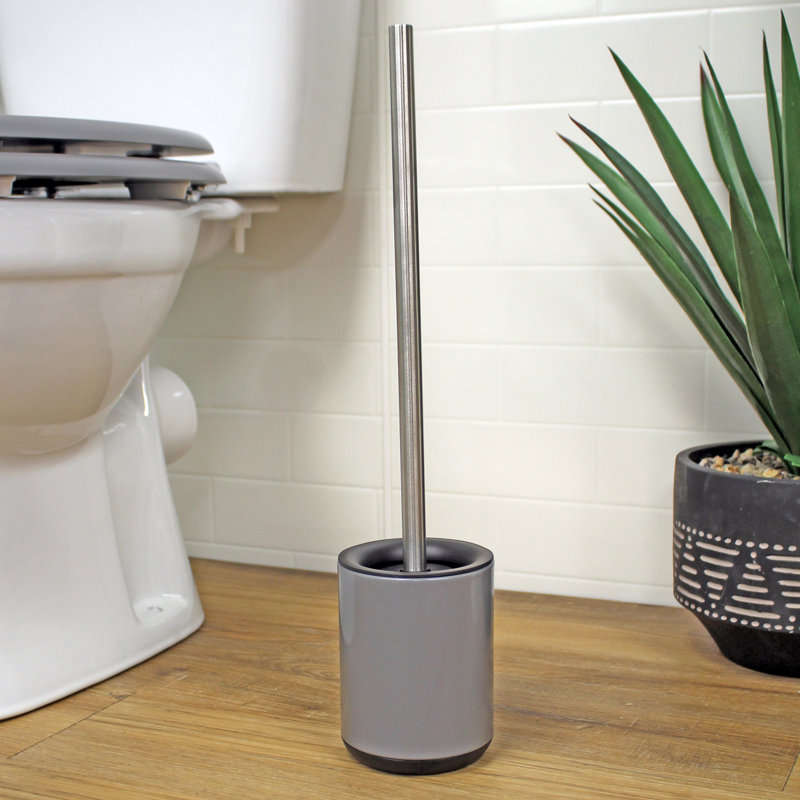 Rondo Free Standing Toilet Brush and Holder, Grey