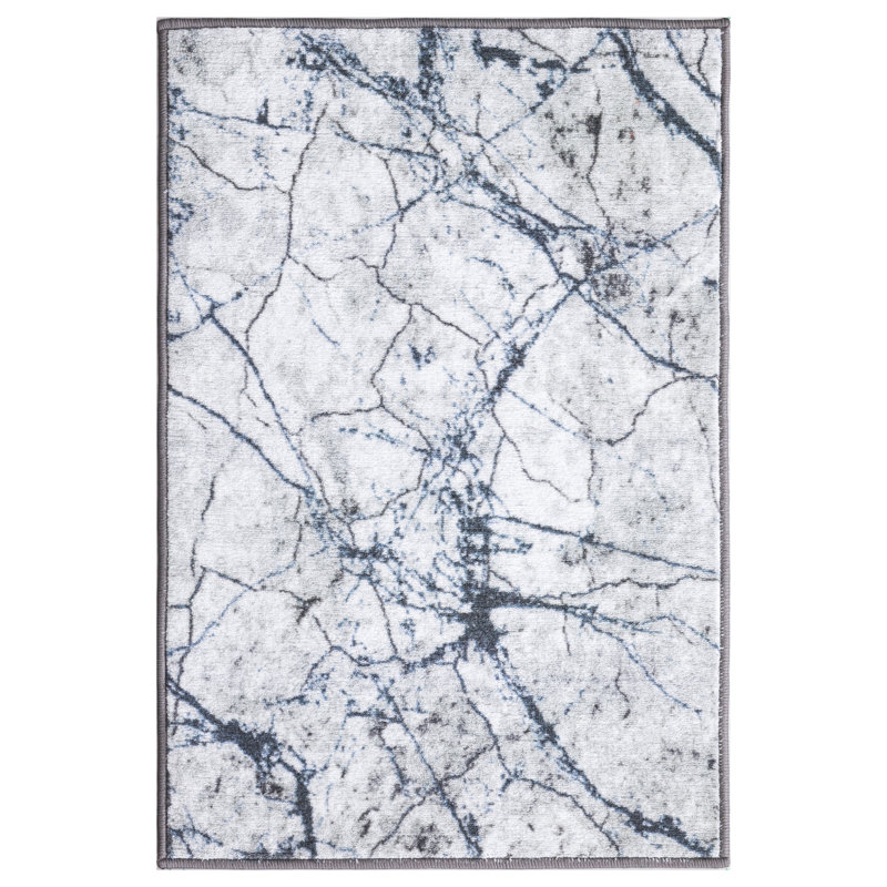 Tapis lavable antidérapant en marbre Lyanne, Rectangle 2 pi 7 po x 4 pi 1 po