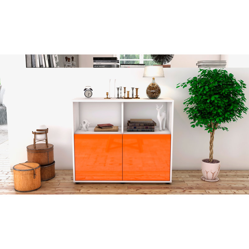 Raleigh 92cm Sideboard, White/High-gloss orange