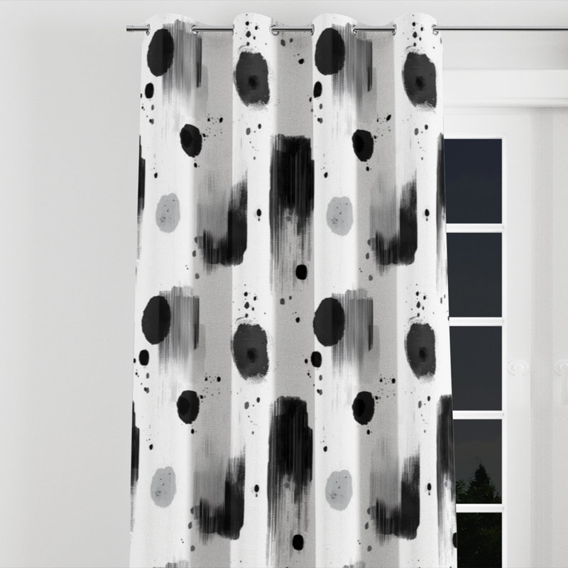 Rideaux obscurcissant Modern Room - Rideau à œillets minimaliste abstrait noir - 1 panneau, L 52 po x L 63 po