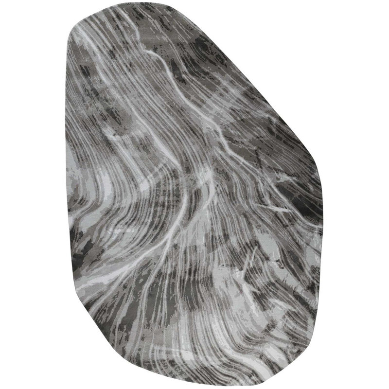 David Rockwell Falls Graphite Shaped Area Rug, Novelty 5' x 7'7"
