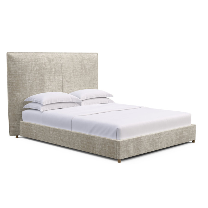Mansfield Upholstered Bed, California King, Crushed Velvet Oyster, Weathered