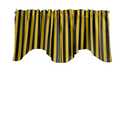 Cotton Blend Striped Scalloped Window Valance
