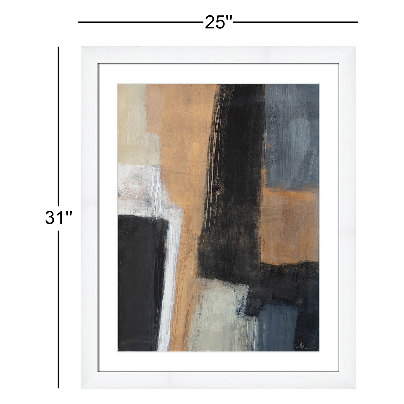 Calderon "Metallic Slate I" Print, White Cube Frame Matted, 31" H x 25" W x 1.25" D  