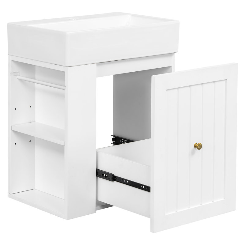 20-Inch Bathroom Vanity With Ceramic Sink, White