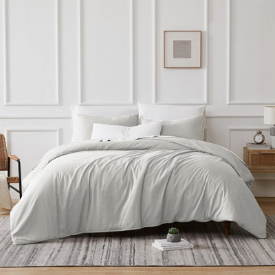 Microfibre 200 TC Plain Reversible Plain Weave Modern & Contemporary Duvet Cover Set