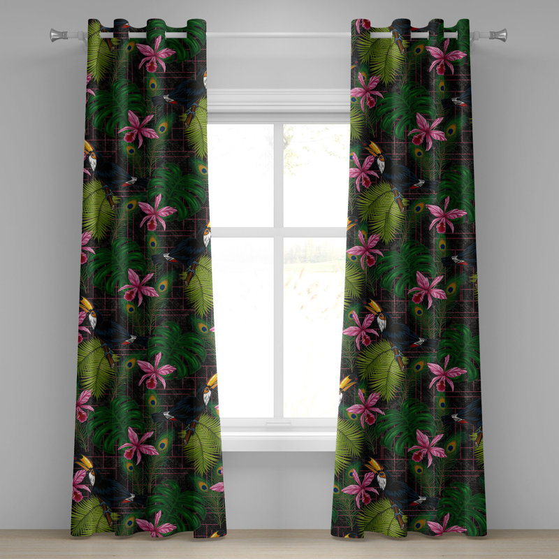 Rideau à œillets Dakota Fields Jungle Toucan and Peacock Jungle, L 50 po x L 108 po