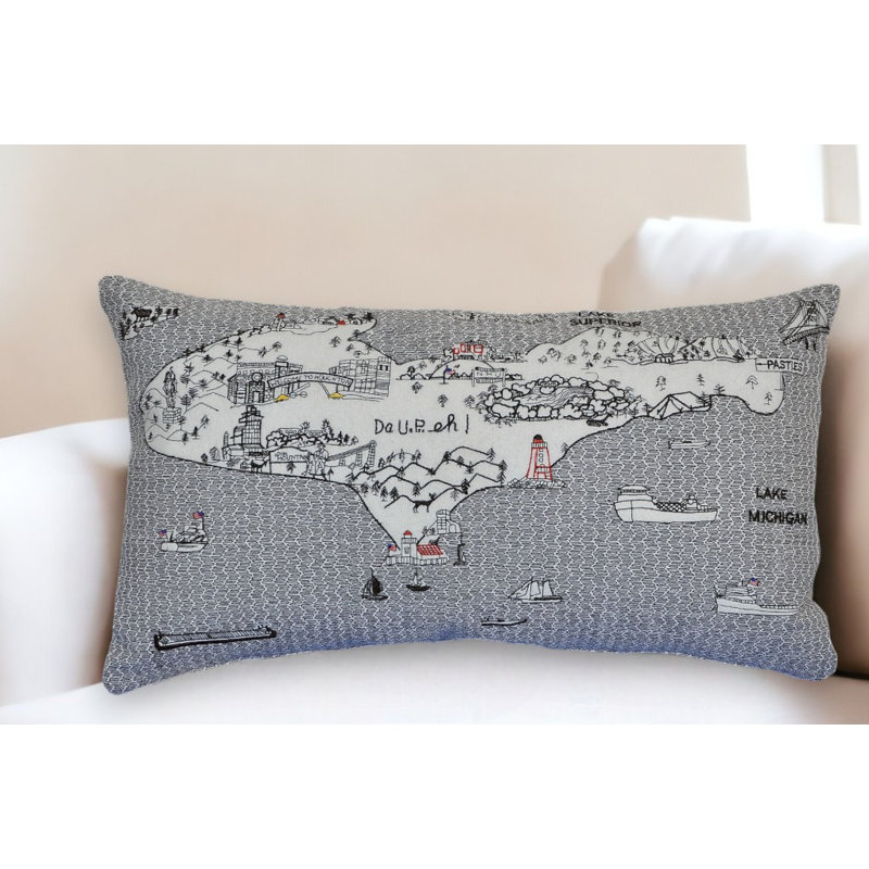 Coussin lombaire 24 po NYC, Blanc / gris / rouge