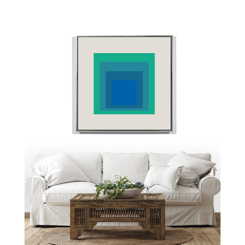 Square Series Blue Print, Silver Floater Framed, 51" H x 51" W
