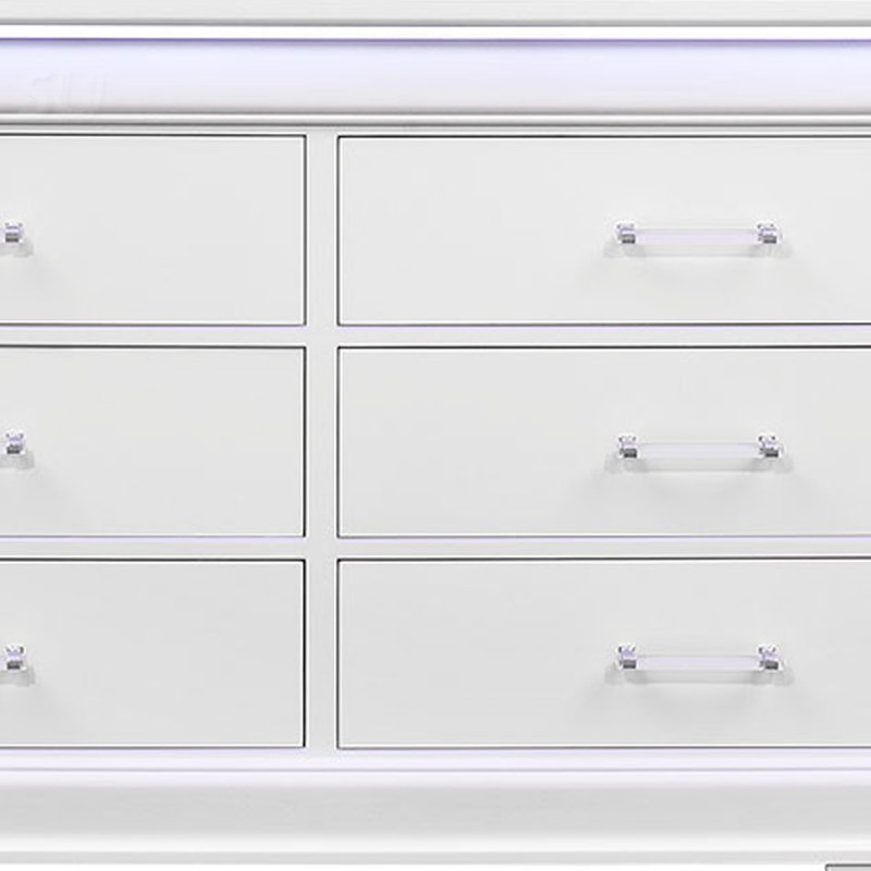 Commode élégante avec tiroirs spacieux et éclairage à DEL, Blanc