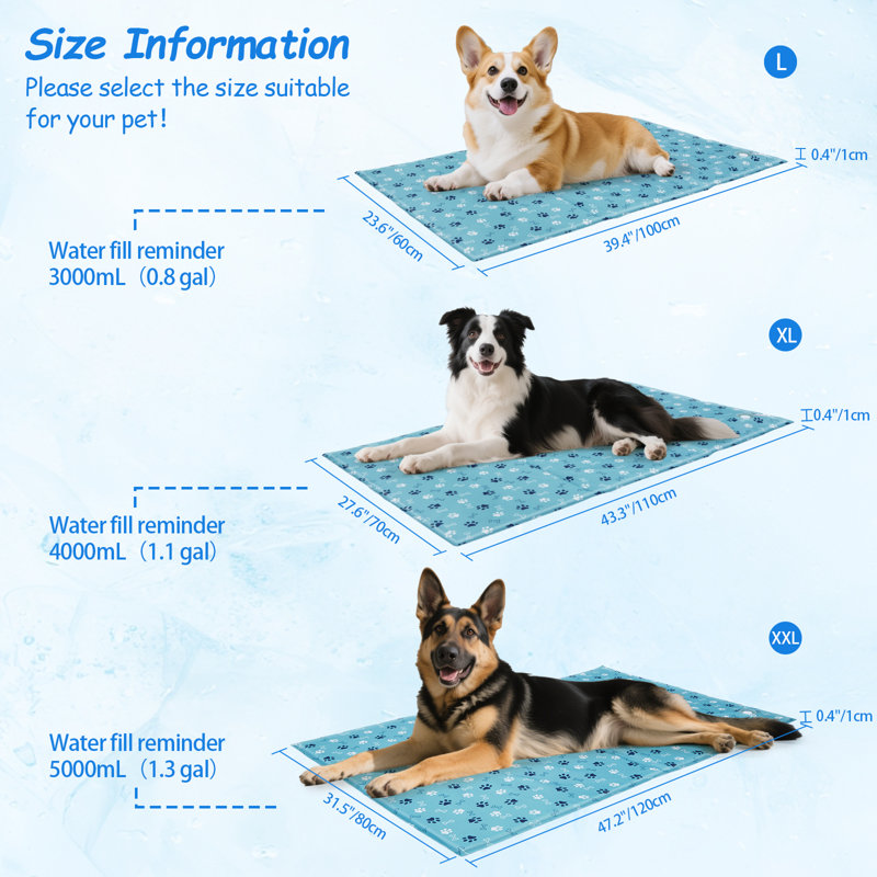 Tapis de refroidissement pour animaux pour l'intérieur et l'extérieur, H 2,36 po x l 14,96 po x P 13,78 po