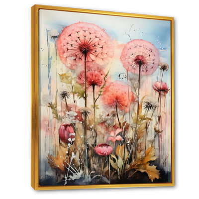 «Pink Dandelion Retro Flower Illustration», reproduction sur toile